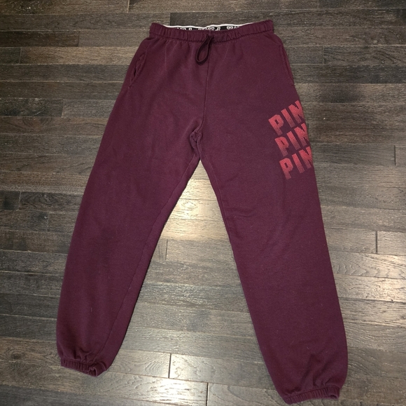 PINK Victoria's Secret Pants - PINK Victoria's Secret Oversized Sweatpants - Burgandy, Pink - SZ Small